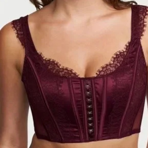 Victoria's Secret Burgundy Lace Bustier - Picture 2 of 12